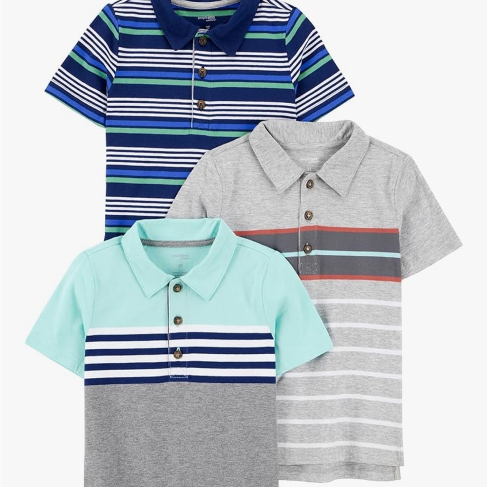 Carter's Kids Polo Shirt Trio - Blue, Gray, Mint